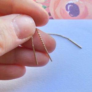 Solid Yellow Gold Mini Threader Earrings